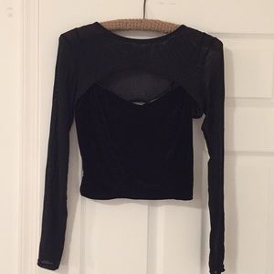Sheer velvet crop top